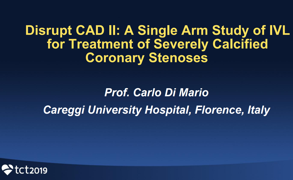 DISRUPT CAD II: A Single-Arm Study of Intravascular Lithotripsy for Treatment of Severely Calcified Coronary Stenoses