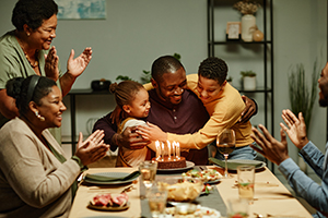 black family celebrating birthday