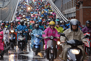 china crowded with scooters