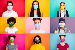 diversity color people wearing face masks