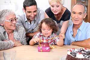 family celebrating birthday