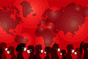 global pandemic people in masks