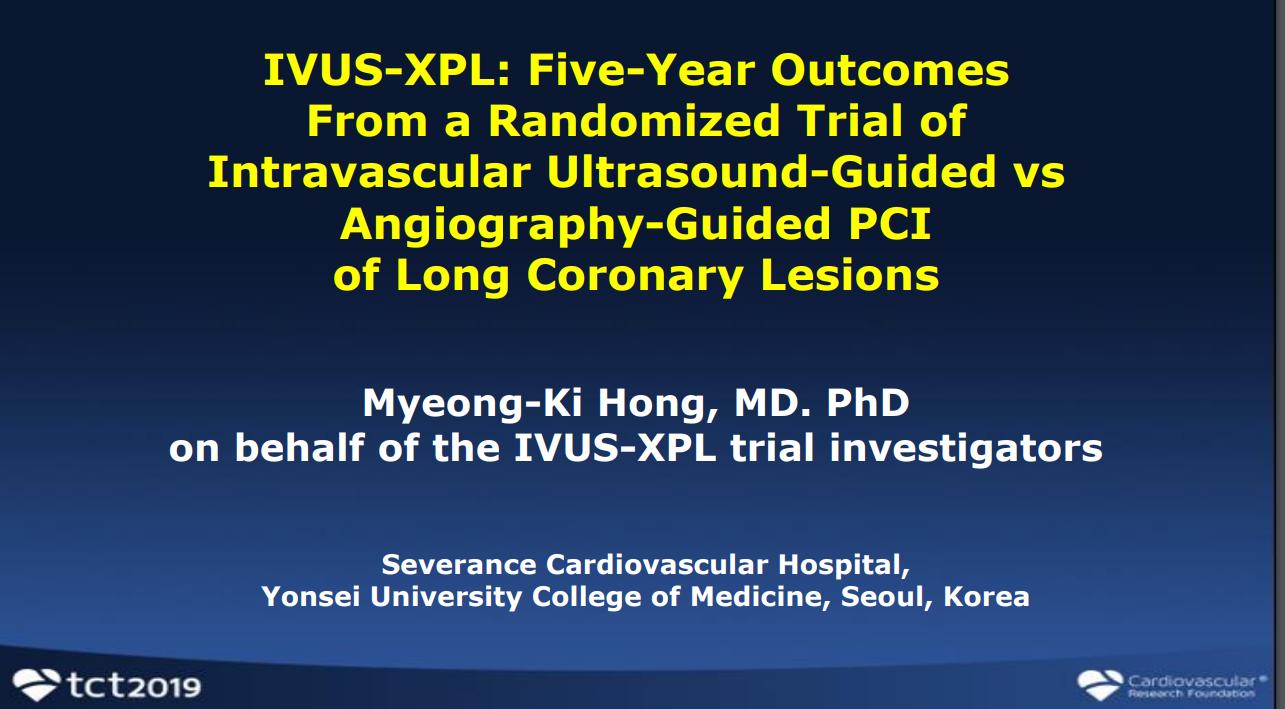 IVUS-XPL: 5-Year Outcomes From a Randomized Trial of Intravascular Ultrasound-Guided vs. Angiography-Guided PCI of Long Coronary Lesions