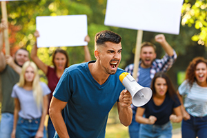 man with megaphone