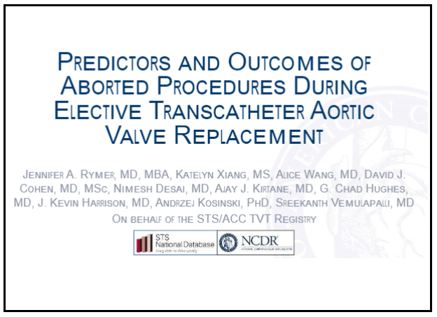 TCT-7: Predictors and Outcomes of Aborted Procedures During Elective Transcatheter Aortic Valve Replacement