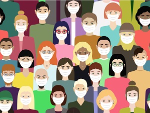 young people wearing a face mask