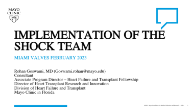 Implementation of the shock team