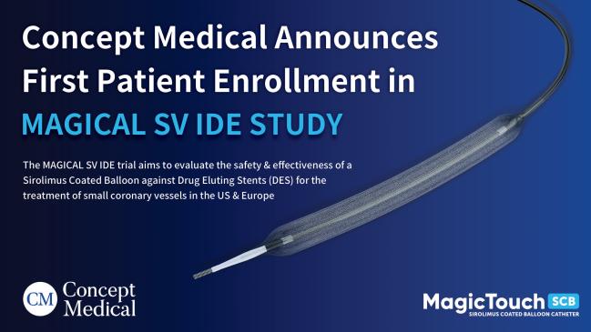Concept Medical Announces First Patient Enrollment in MAGICAL-SV IDE Trial, Expanding its Coronary Clinical Program Across the U.S. and Europe