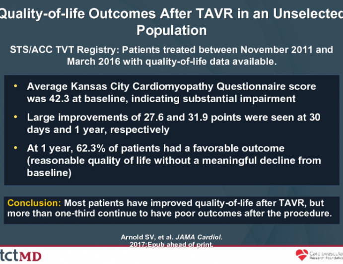 Quality-of-life Outcomes After TAVR in an Unselected Population