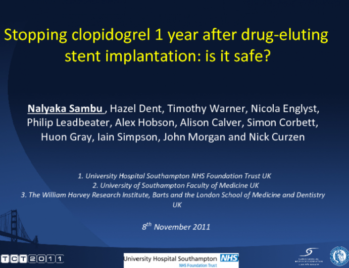 Stopping Clopidogrel 1 year After Drug-Eluting Stent (DES) Implantation: Is It Safe?