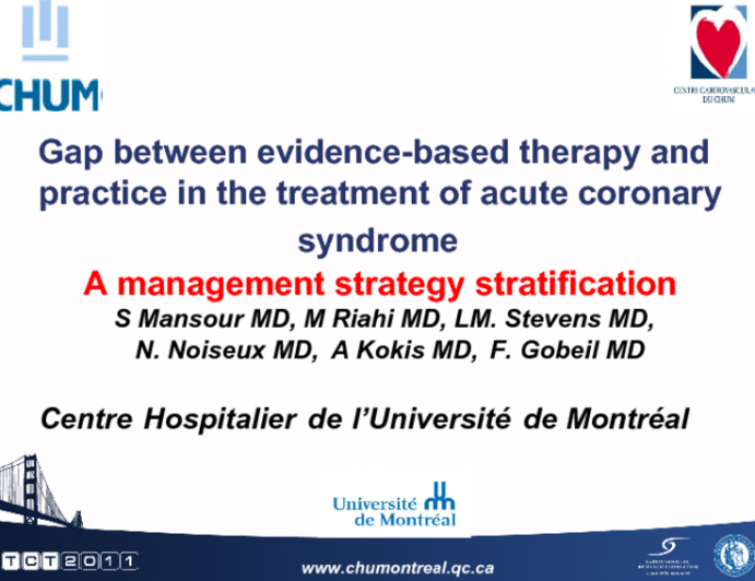 Adherence to Evidence-Based Medical Therapy According to  Management Strategy in Patients With Acute Coronary Syndrome.