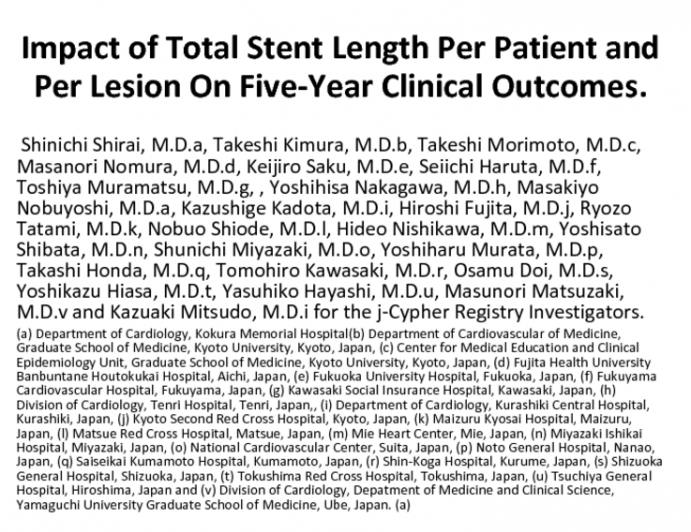 Impact of Total Stent Length Per Patient and Per Lesion On Five-Year Clinical Outcomes.
