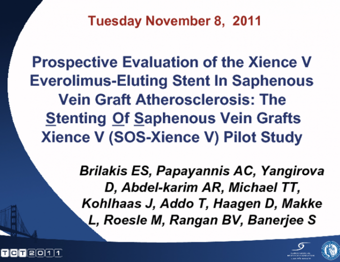 Prospective Evaluation Of the Xience V Everolimus-Eluting Stent In Saphenous Vein Graft Atherosclerosis: the Xience V-SVG Angiographic Study.