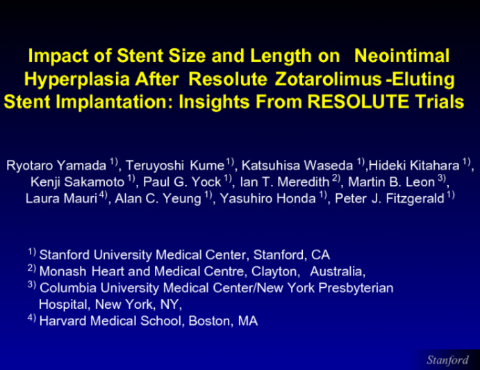 Impact of Stent Size and Length on Neointimal Hyperplasia After Resolute Zotarolimus-Eluting Stent Implantation: Insights From RESOLUTE Trials
