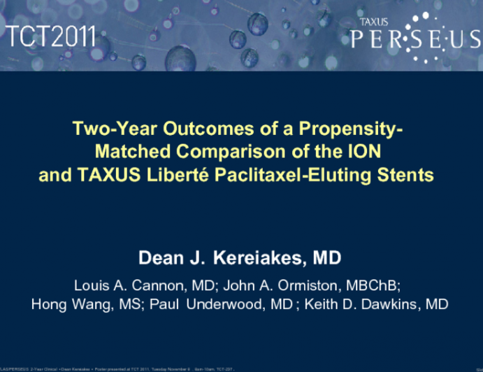Two-Year Outcomes of a Propensity-Matched Comparison of the ION and TAXUS Liberté Paclitaxel-Eluting Stents.