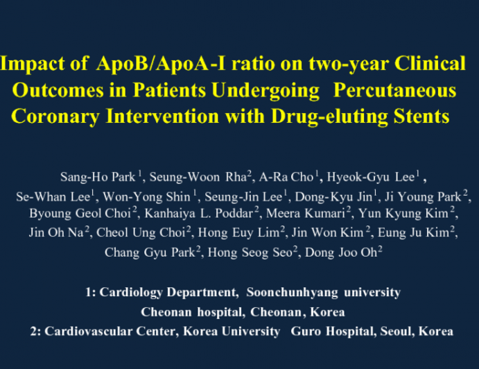 Impact of ApoB/ApoA-I ratio on two-year Clinical Outcomes in Patients Undergoing Percutaneous Coronary Intervention with Drug-eluting Stents