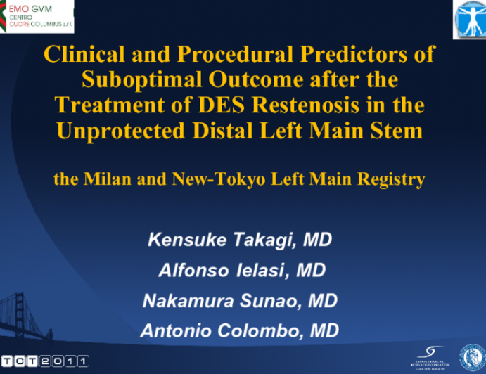 Impact of Initial Procedure and Revascularization Strategy on the Treatment of Drug-Eluting Stent Restenosis Following Unprotected Distal Left Main PCI: the Milan and...