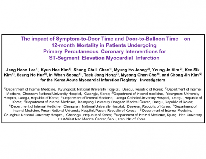 The impact of symptom-to-door time and door-to-balloon time on 12-month mortality in patients undergoing primary percutaneous coronary interventions for ST-segment elevation...
