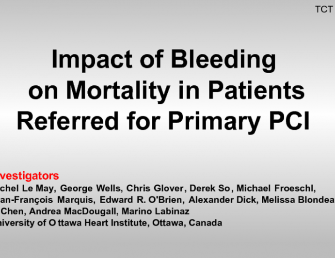 Impact of Bleeding on Mortality in Patients Referred for Primary PCI.