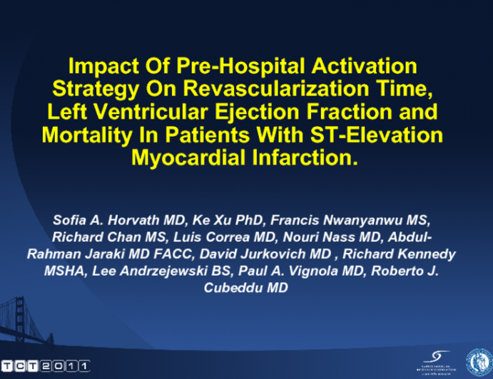 Impact Of Pre-Hospital Activation Strategy On Revascularization Time, Left Ventricular Ejection Fraction and Mortality In Patients With ST-Elevation Myocardial Infarction.