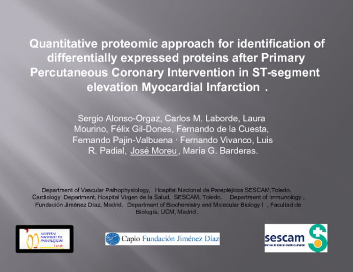 Quantitative proteomic approach for identification of differentially expressed proteins after Primary Percutaneous Coronary Intervention in ST-segment elevation Myocardial...