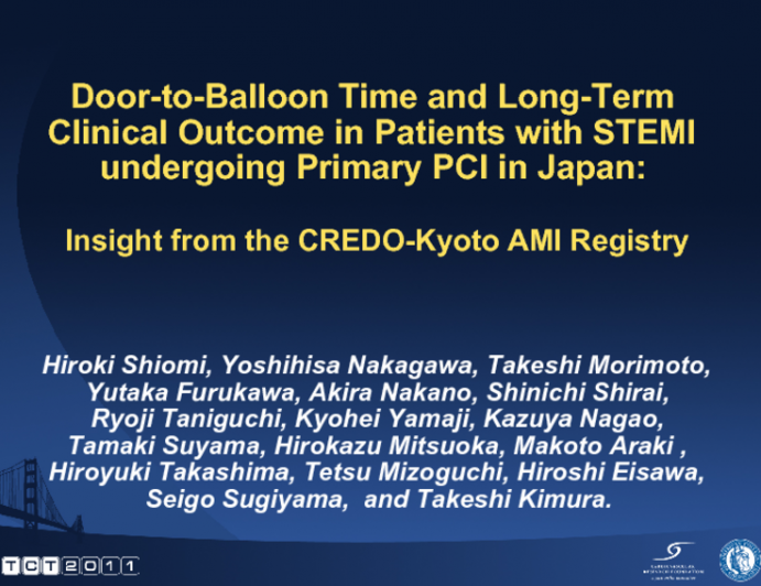 Door-to-Balloon Time and Long-term clinical outcome in patients with STEMI undergoing Primary PCI in Japan