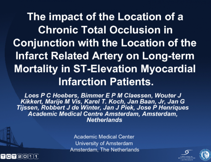 The impact of the Location of a Chronic Total Occlusion in Conjunction with the Location of the Infarct Related Artery on Long-term Mortality in ST-Elevation Myocardial...