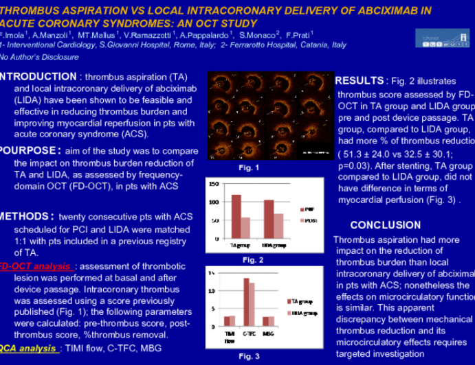 Thrombus Aspiration Vs Local Intracoronary Delivery Of Abciximab In Acute Coronary Syndromes:An OCT study.