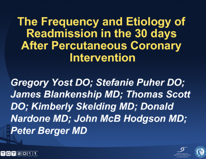 The Frequency and Etiology of Readmission in the 30 days After Percutaneous Coronary Intervention