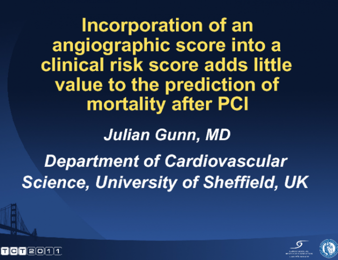 SYNTAX Score Does Not Add to Clinical Risk Score in a Typical PCI Population