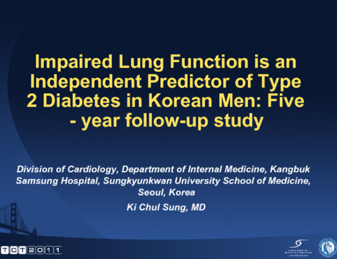 Impaired Lung Function is an Independent Predictor of Type 2 Diabetes in Korean Men: Five-year follow-up study