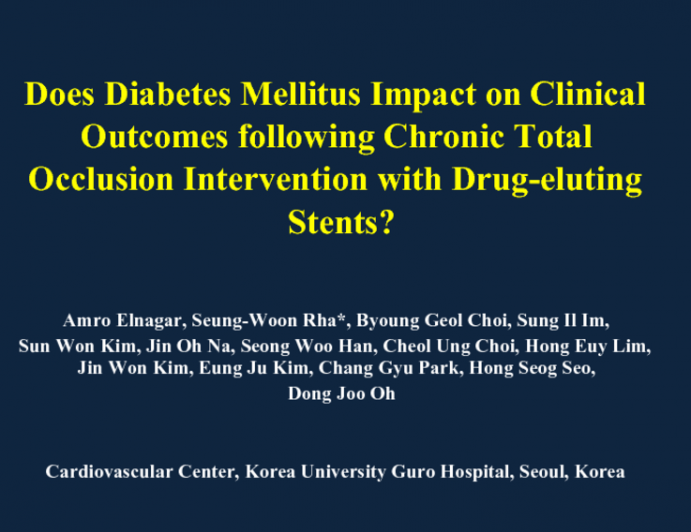 Does Diabetes Mellitus Impact on Clinical Outcomes following Chronic Total Occlusion Intervention with Drug-eluting Stents?