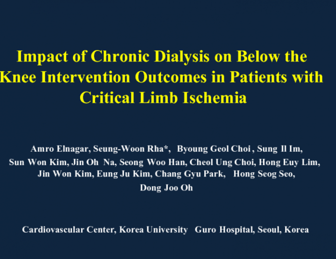 Impact of Chronic Dialysis on Below the Knee Intervention Outcomes in Patients with Critical Limb Ischemia