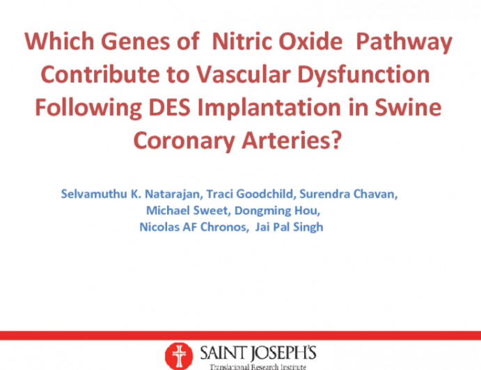 Which Genes of the Nitric Oxide  Pathway Contribute to Vascular Dysfunction Following DES Implantation in Swine Coronary Arteries?