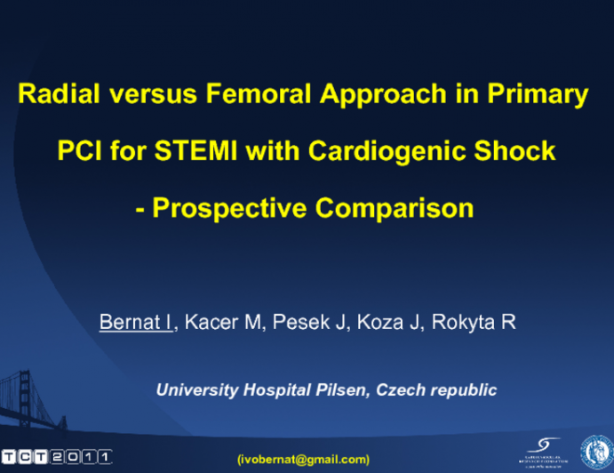 Radial versus Femoral Approach in Primary PCI for STEMI with Cardiogenic Shock – Prospective Comparison