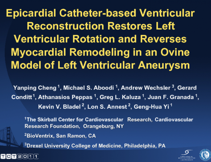 Epicardial Catheter-based Ventricular Reconstruction Restores Left Ventricular Rotation and Reverses Myocardial Remodeling in an Ovine Model of Left Ventricular Aneurysm