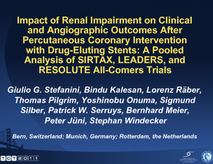 Impact of Renal Impairment on Clinical and Angiographic Outcomes After Percutaneous Coronary Intervention with Drug-Eluting Stents: a Pooled Analysis of SIRTAX, LEADERS, and...