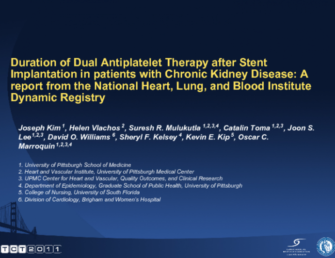 Duration of Dual Antiplatelet Therapy After Drug-Eluting Stent Implantation in Patients with Chronic Kidney Disease: A Report From the National Heart, Lung, and Blood...