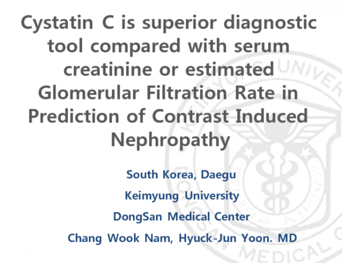 Cystatin C is superior diagnostic tool compared with conventional Serum Creatinine or Estimated Glomerular Filtration Rate in prediction of Contrast Induced Nephropathy.