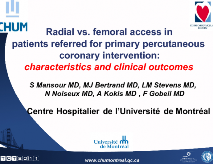 Radial vs. Femoral Access in Patients Referred for Primary Percutaneous Coronary intervention: Characteristics and Clinical Outcomes