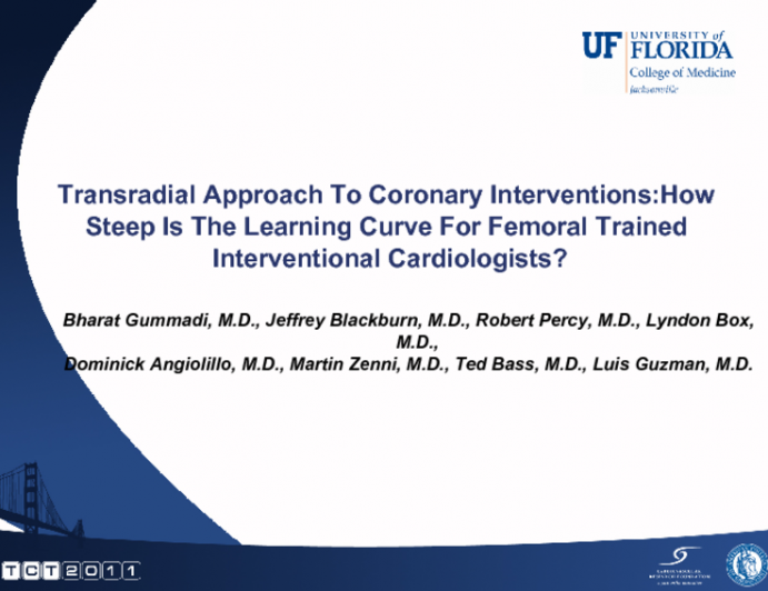 Transradial Approach To Coronary Interventions:How Steep Is The Learning Curve For Trained Interventional Cardiologists?