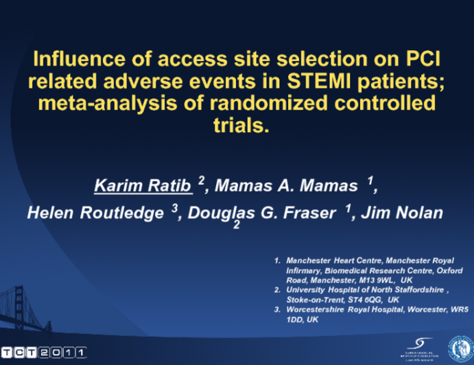 Influence of access site selection on PCI related adverse events in STEMI patients; meta-analysis of randomized controlled trials.