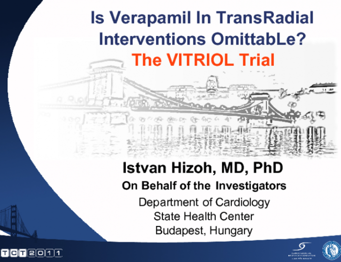 Is Verapamil In TransRadial Interventions OmittabLe? - The VITRIOL Trial.