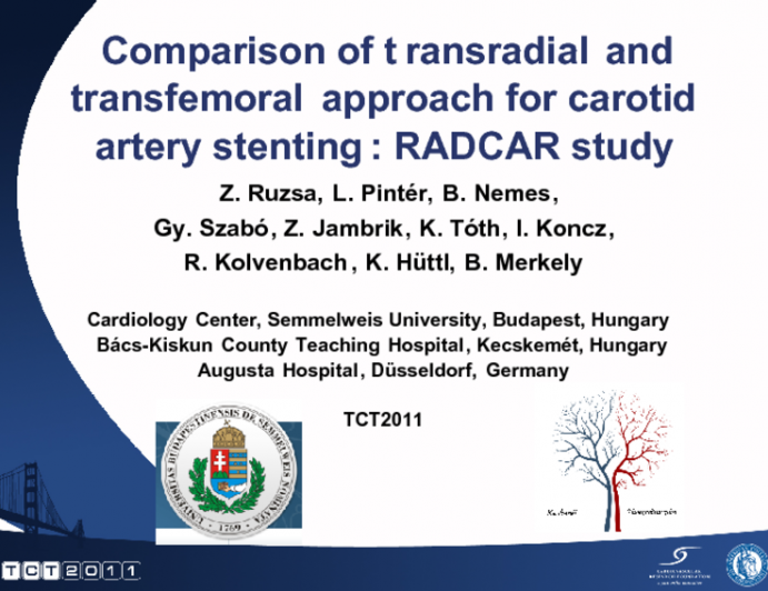 Comparison of transradial and transfemoral approach for carotid artery stenting: radcar study