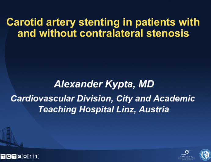 Carotid artery stenting in patients with and without contralateral stenosis (? 50%)