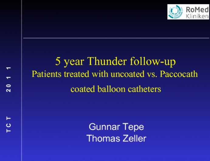 5-year THUNDER Follow-Up: Patients with PAD Treated with Uncoated Versus Paccocath Paclitaxel Coated Balloons.