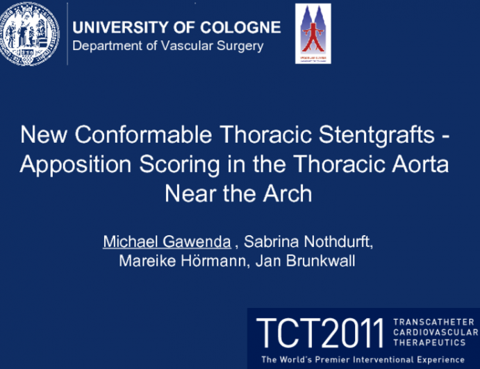 New Conformable Thoracic Stentgraft (SG) – Apposition Scoring in the Thoracic Aorta Near the Arch