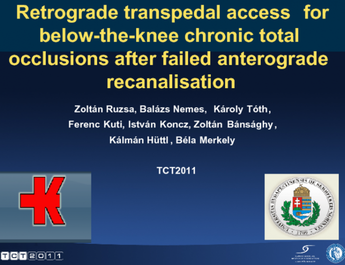 Retrograde transpedal access for below-the-knee chronic total occlusions after failed anterograde recanalisation