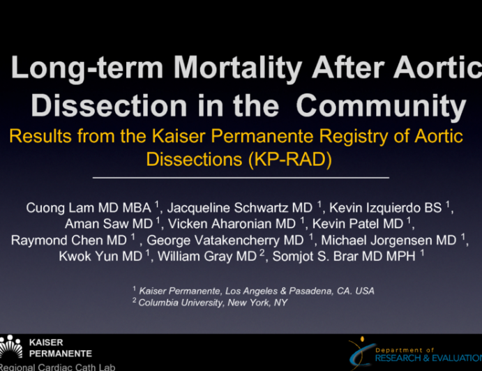 Long-term Mortality After Aortic Dissection in the Community - Results from the Kaiser Permanente Registry of Aortic Dissections (KP-RAD)