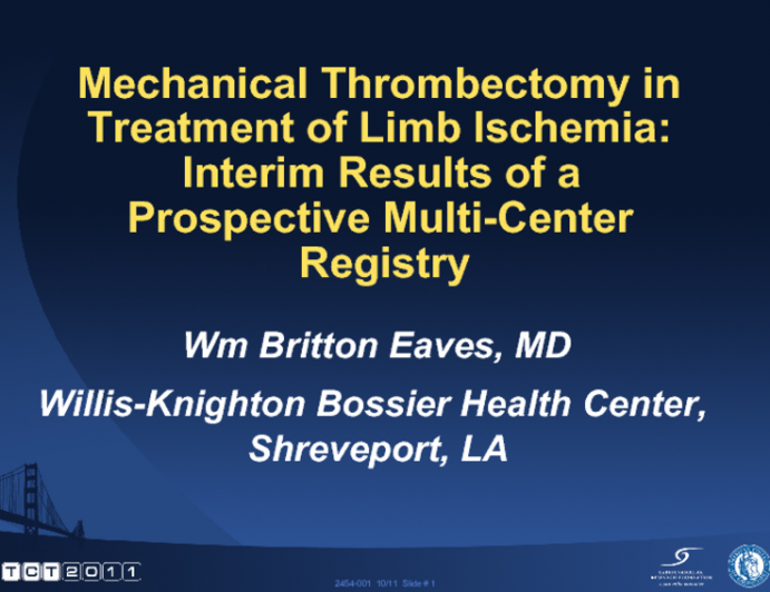 Mechanical Thrombectomy in Treatment of Limb Ischemia: Interim Results of a Prospective Multi-Center Registry